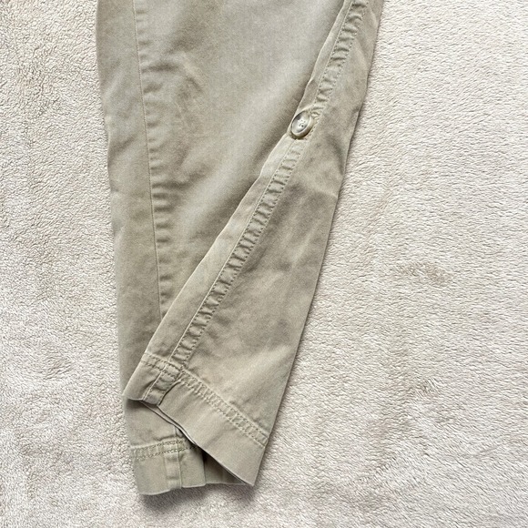 LL Bean Pants Women‎ 12 Beige Chino Cargo Mid Rise Relaxed Wide Leg Twill Safari - Picture 10 of 16